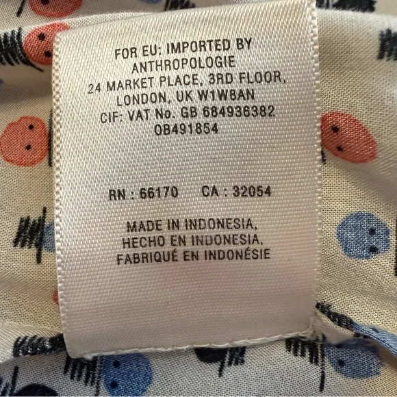 Maeve Anthropologie Pintuck Button Down Top Hat Print Tunic Roll Up Sleeve Sz 8 - Picture 10 of 13